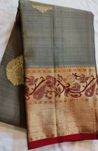 Fancy Grey silk Saree From Madanapalle by KAMALA SILK HOUSE