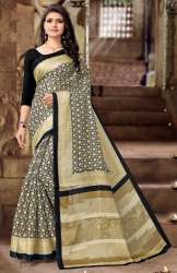 Rustic Fashion Presents beige Silk Cotton Saree