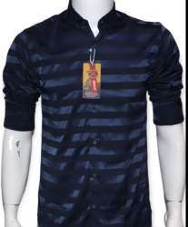 Dark Blue Satin Silk Boys Shirt 