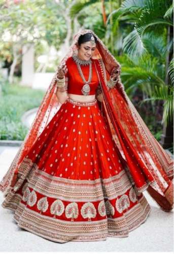 Red Embroidery Bridal Lehenga At Wholesale Rate by Jay Textile