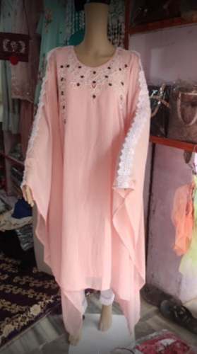 New Baby Pink Kaftan Embroidery Kurti by Haya Collection