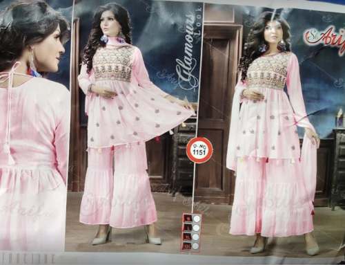 New Pink Embroidery Sharara Suit For Women  by Haya Collection