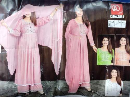 New Pink Ready Made Palazzo Suit For Women by Haya Collection