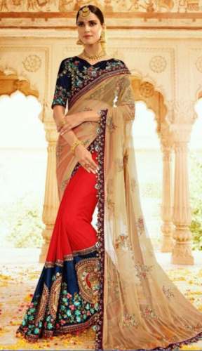 New Collection Half Embroidery Saree For Ladies by Mayur Family Shop