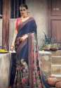 New Royal Blue Chiffon Printed Saree For Women
