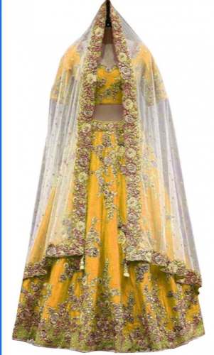 Designer Yellow Embroidered Lehenga Choli