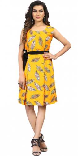 Festive Wear Yellow Printed One Piece Dress by Shanvis