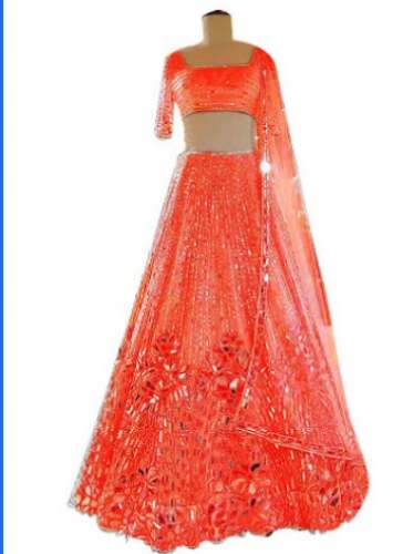 Orange Shimmer Party Wear Lehenga Choli