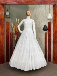 6 Layer Ruffle White Georgette Gown