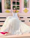 6 Layer Ruffle White Georgette Gown thumb 1