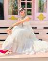 6 Layer Ruffle White Georgette Gown thumb 2
