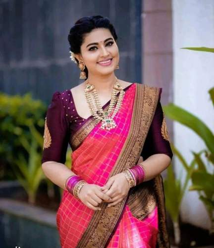 Elegant Pink Golden Zari Silk Saree