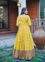Fully Flared Yellow Embroidered Gown thumb 1
