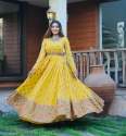 Fully Flared Yellow Embroidered Gown thumb 2