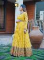 Fully Flared Yellow Embroidered Gown thumb 3