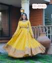 Fully Flared Yellow Embroidered Gown thumb 5