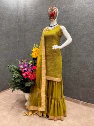 Georgette Sequence Embroidered Sharara Suit