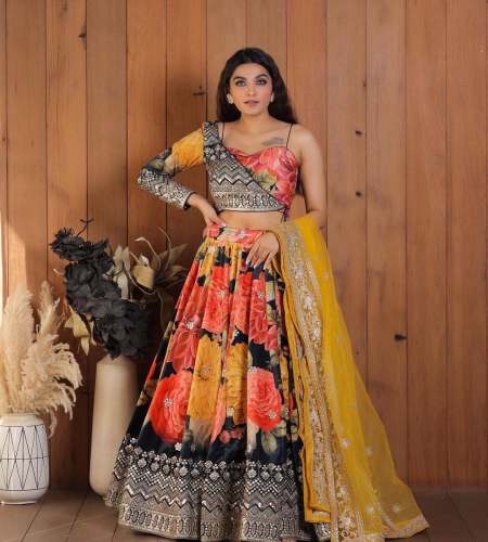 Georgette Sequence Work Embroidered Lehenga