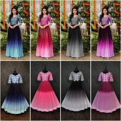  Satin Muslin & Faux Georgette Gown