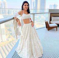 Sequence Embroidery work White Lehenga Choli