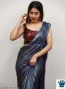 Plain Designer Shining Saree  thumb 2