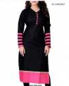 plain-black-kurti-with-pink-stripes