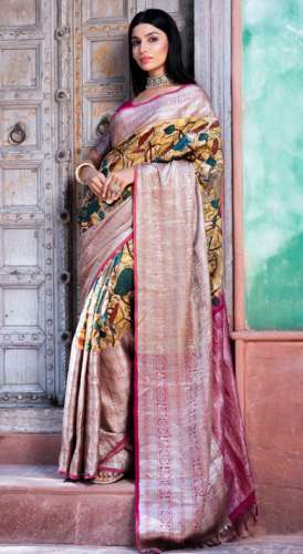 Beige Color Kalamkari Sarees.