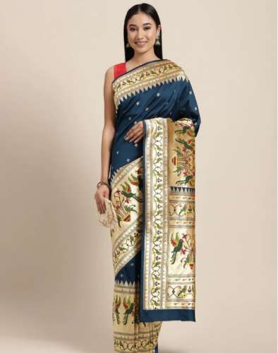 Designer Peacock Color Banaras Saree by Neerus