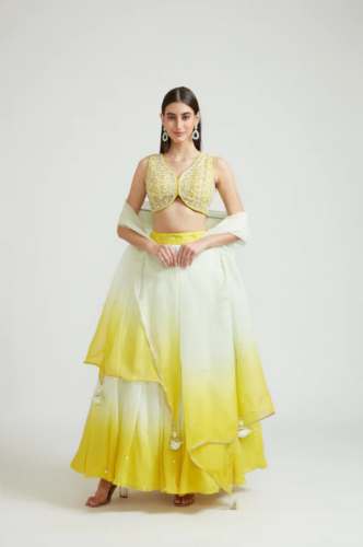 Fancy Yellow Color Lehenga Choli  by Neerus