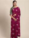 Ladies Designer Wine Color Banaras Saree