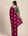 Ladies Designer Wine Color Banaras Saree thumb 1