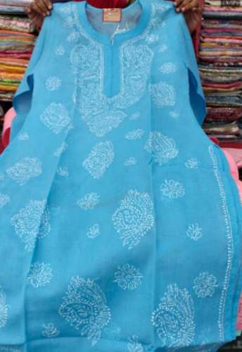 Sky Blue Thread Work Kurti  by Avni kurti