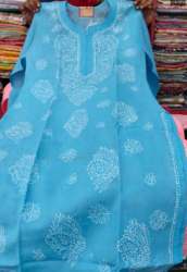 Sky Blue Thread Work Kurti 
