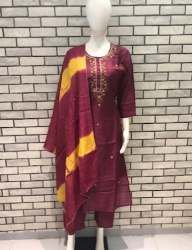 Maroonish Kurti WIth Pant n Dupatta Set 