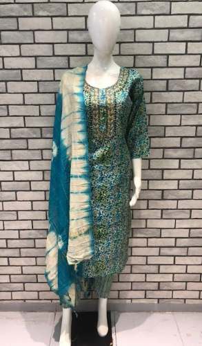 Turquoise Green Silk Kurti Set in Ghazipur by Shree Ganpati Shopping Mart