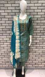 Turquoise Green Silk Kurti Set in Ghazipur