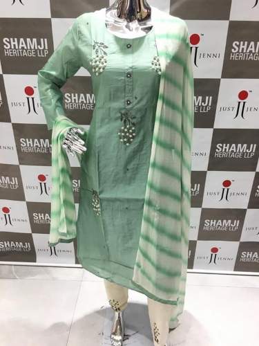 Fancy Green Kurti With Pant and Dupatta Set