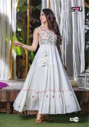 Off White Long anarkali Gown Style Kurti