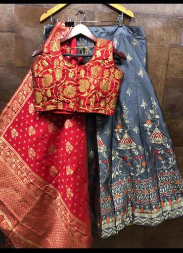 Trendy Red and Grey Lehenga Choli by Nav Jyoti collections