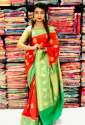 New Red And Green Banarasi Silk Saree