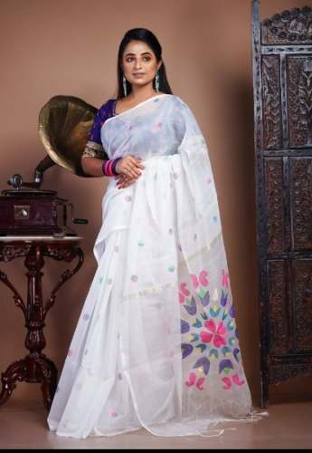 New Collection White Handloom Saree  by Nivedita