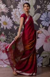 Plain Cotton Handloom Saree For Ladies