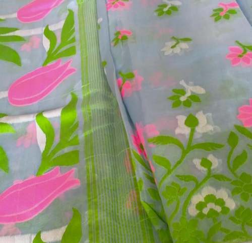 Tissue Linen Multi Color Printed Saree For Ladies by Sanyal Saree House
