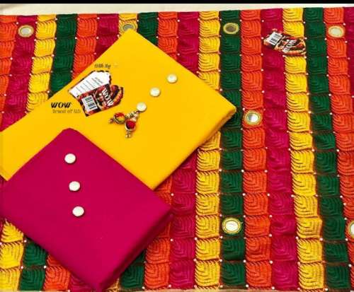 New Phulkari and Mirror Work dress material  by Kavya Collection