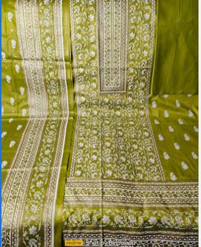 Fancy Mehendi Green Silk Dress Material 