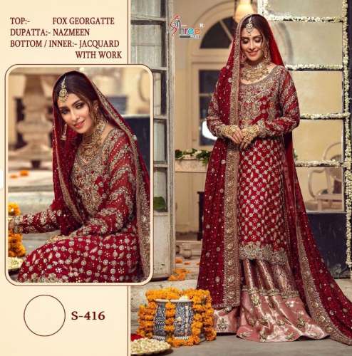 Wedding Wear Heavy Fox Georgette Suit S-416 by LIBAAS E HAYA