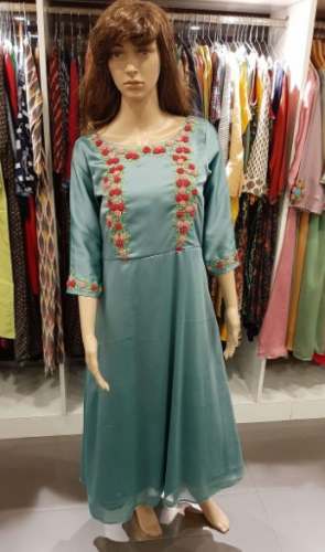 Hand Worked Designer Chiffon Kurti by Prism Designs