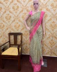 Super net Chanderi Blockprinted Sarees