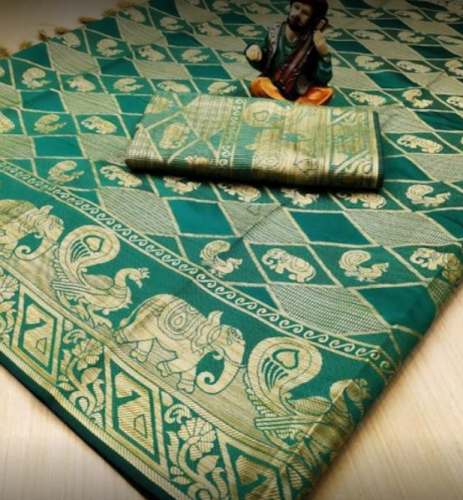 New Collection Green Work Saree For Ladies by Priyal Fashion