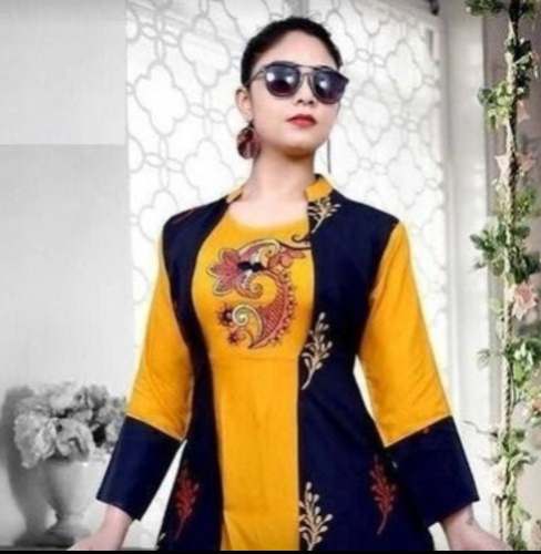 New Ladies Yellow And Blue Kurti For Women